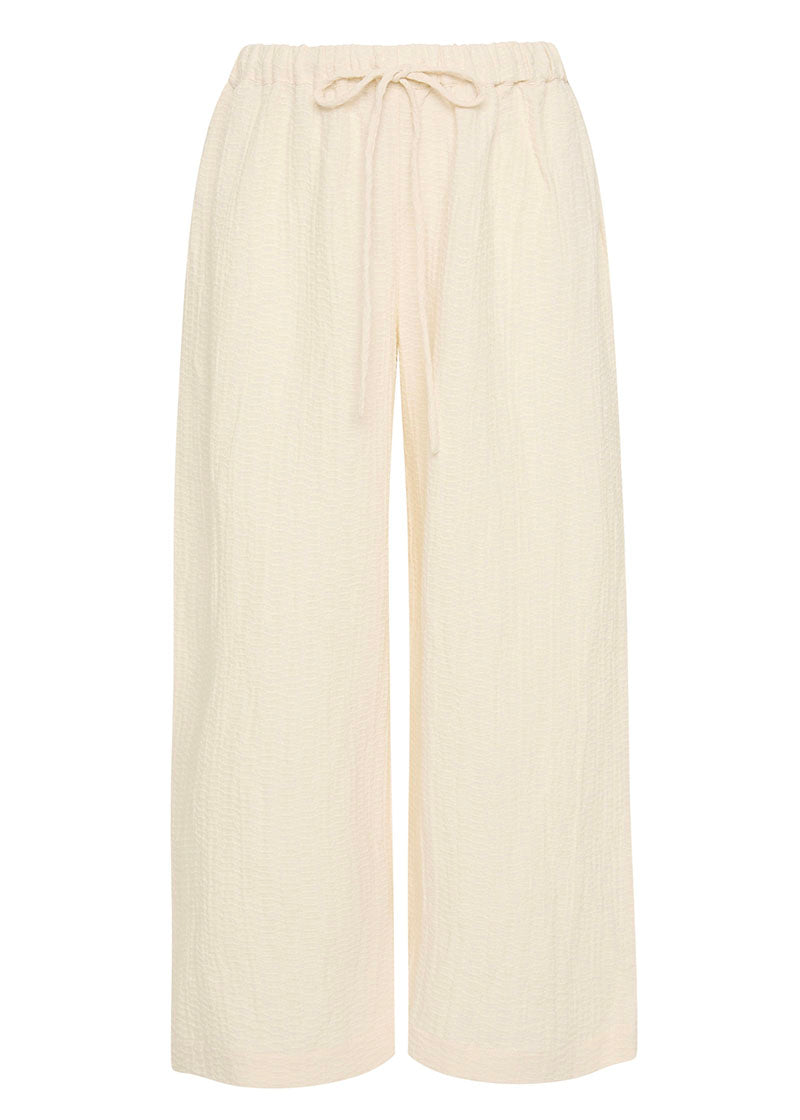 Bokumaia Echo Pant Ecru wide-leg linen pant with drawstring waist