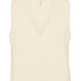 Bokumaia Echo Tank Ecru sleeveless v-neck in textured linen blend