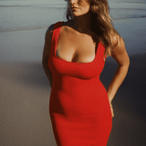 Solstice Midi Dress Red