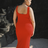 Solstice Midi Dress Red