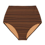 Fior Bottom in Mocha Stripe by Bokumaia – high-waisted full coverage bikini brief