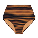 Fior Bottom in Mocha Stripe by Bokumaia – high-waisted full coverage bikini brief