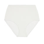 White high-waisted, full coverage bikini bottom made from premium textured 5D fabric with power mesh lining to contour, sculpt and give superior support.
