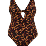 Bokumaia Zinnia One Piece Noir Hibiscus – supportive floral one-piece with full coverage fit