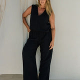 Echo Tank Black paired with Echo Pant for minimalist resort wear